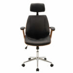 Director's office chair Fern pu in black shade and walnut wood 64.5x62x117/123cm - Слика 4