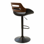 Bar stool Fern adjustable height PU black walnut-metal black - Image 2