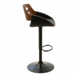 Bar stool Fern adjustable height PU black walnut-metal black - Image 3