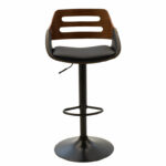 Bar stool Fern adjustable height PU black walnut-metal black - Image 4