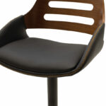 Bar stool Fern adjustable height PU black walnut-metal black - Image 5