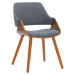 Armchair Allegra gray fabric-walnut legs
