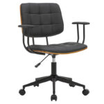 Manager office chair Endika with black pu - walnut wood