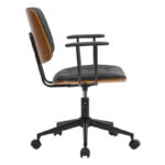 Manager office chair Endika with black pu - walnut wood - Слика 3