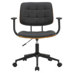 Manager office chair Endika with black pu - walnut wood - Слика 4