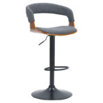 Bar stool Zero folding gray fabric-plywood walnut-metal black