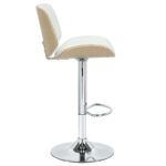Bar stool Fern folding PU white plywood natural-chrome metal 48x50x88/108cm - Image 3