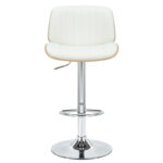 Bar stool Fern folding PU white plywood natural-chrome metal 48x50x88/108cm - Image 4