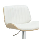 Bar stool Fern folding PU white plywood natural-chrome metal 48x50x88/108cm - Image 5