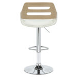 Bar stool Fern adjustable height PU white natural-metal chrome - Слика 2