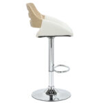 Bar stool Fern adjustable height PU white natural-metal chrome - Слика 3
