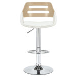 Bar stool Fern adjustable height PU white natural-metal chrome - Слика 4