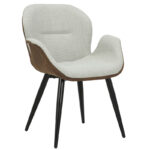 Danielle armchair beige brown fabric - black leg