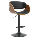 Bar stool Hadley folding black pu-wood walnut-metal black
