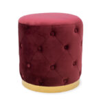 Cora stool dark red velvet - golden metal 40x40x42cm