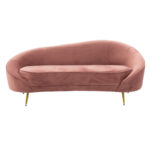 3 seater sofa Amora in rotten apple velvet - golden metal 180x81x77cm - Слика 2