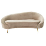 3 seater sofa Amora  in beige velvet - golden metal 180x81x77cm - Слика 2