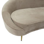 3 seater sofa Amora  in beige velvet - golden metal 180x81x77cm - Слика 4