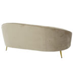 3 seater sofa Amora  in beige velvet - golden metal 180x81x77cm - Слика 5