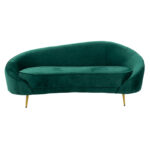 3 seater sofa Amora dark green velvet - golden metal 180x81x77cm - Image 2