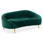 3 seater sofa Amora dark green velvet - golden metal 180x81x77cm