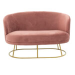 2 seater sofa Rony in rotten apple velvet - golden metal 132x82x83cm - Слика 2