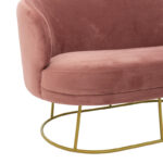 2 seater sofa Rony in rotten apple velvet - golden metal 132x82x83cm - Слика 4