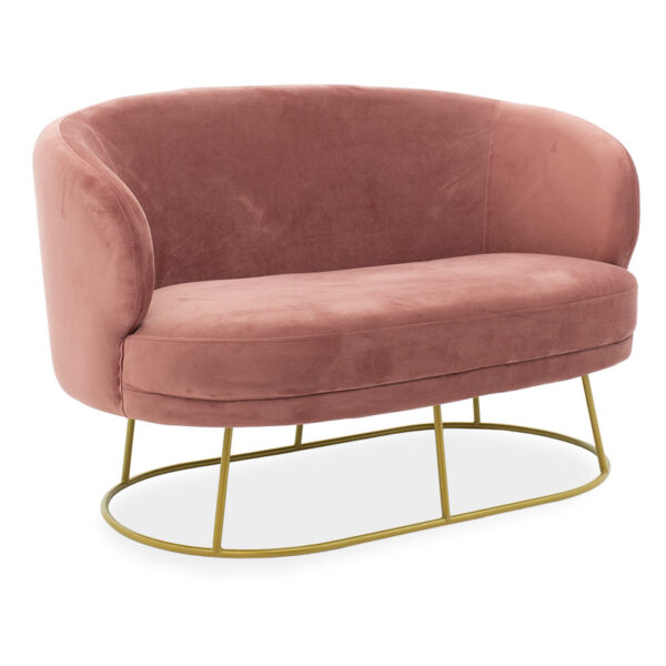 2 seater sofa Rony in rotten apple velvet - golden metal 132x82x83cm