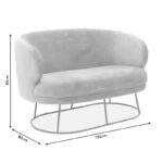 3 seater sofa Amora dark grey velvet - golden metal 180x81x77cm - Слика 5