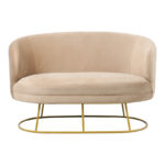 2 seat sofa Rony velvet beige-golden metal leg 135x75x85cm - Слика 3
