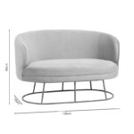 2 seat sofa Rony velvet beige-golden metal leg 135x75x85cm - Слика 5