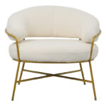 Armchair Malu boucle cream-golden metal leg 84x79x76cm - Слика 3