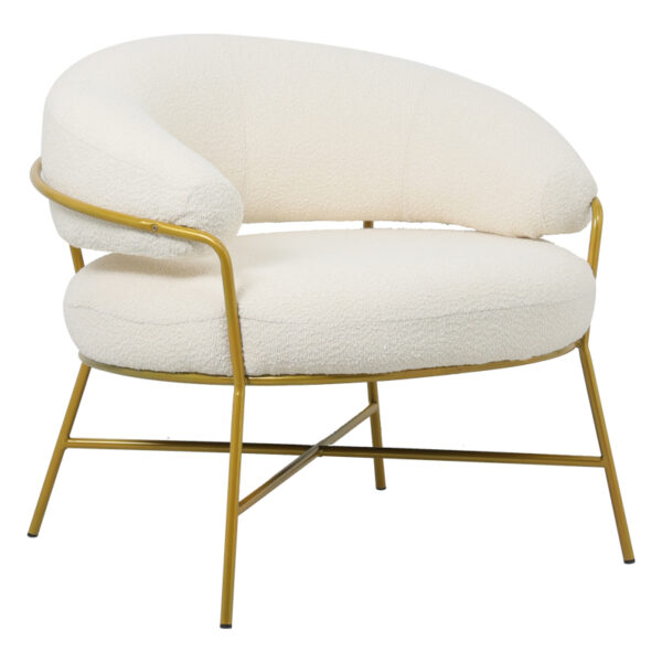 Armchair Malu boucle cream-golden metal leg 84x79x76cm