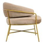 Armchair Malu velvet beige-golden metal leg 84x79x76cm - Слика 2