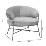 Armchair Malu velvet beige-golden metal leg 84x79x76cm - Слика 5