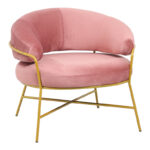 Фотелја Малу со кадифена боја од скапано јаболко - златна метална ногарка 84x79x76 см