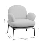 Armchair Jaycob boucle beige-black metal leg 74x71x83cm - Слика 5