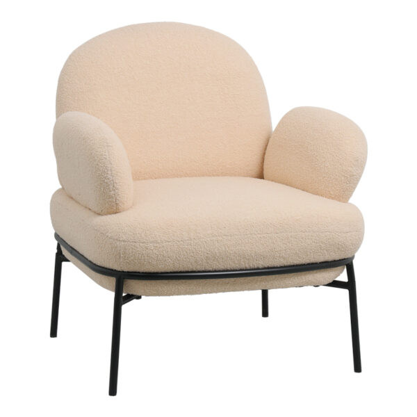 Фотелја Џејкоб букле беж-црна метална ногарка 74x71x83 см