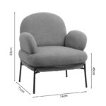 Armchair Jaycob boucle brown - black metal leg 74x71x83cm - Слика 5