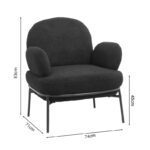 Armchair Jaycob boucle black-black metal leg 74x71x83cm - Слика 5