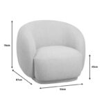 Armchair Freya ivory fabric 93x87x76cm - Слика 5