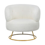 Armchair Connie cream bouclé fabric-leg gold metal 87x81x81cm - Слика 3