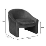 Armchair Berza charcoal fabric 76x76x71cm - Слика 5