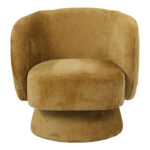 Kreslo swivel armchair fabric in tan color 78x81x77cm - Image 5