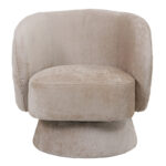 Kreslo swivel armchair fabric in cream color 78x81x77cm - Image 6