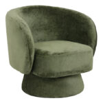 Kreslo swivel armchair fabric in olive color 78x81x77cm