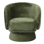 Kreslo swivel armchair fabric in olive color 78x81x77cm - Image 4
