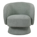 Kreslo swivel armchair boucle fabric in ligh green color 78x81x77cm - Image 6