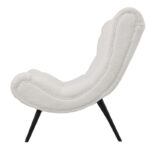 Silla boucle fabric armchair in white color 97x80x100cm - Image 5