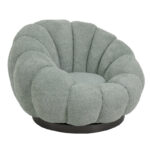 Nester swivel armchair boucle fabric in light green color 98x97x69cm